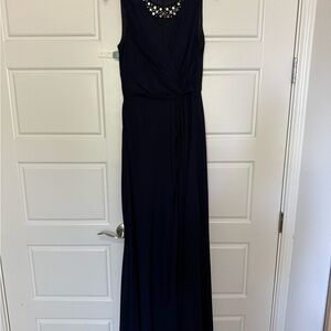 Eliza J Navy Maxi Dress with Beaded Neckline